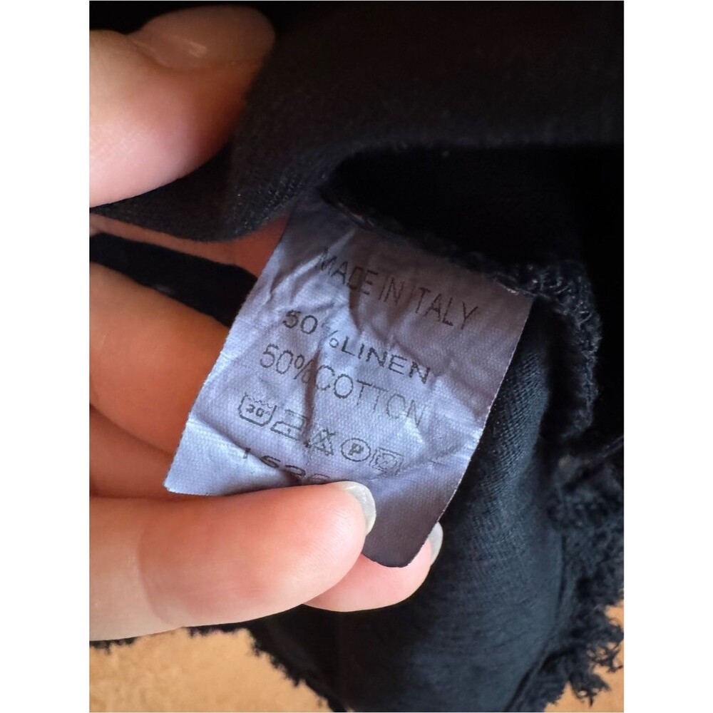 Gigi Moda Made in Italy Black Linen Blend Frayed Tank Top Small - Picture 4 of 7
